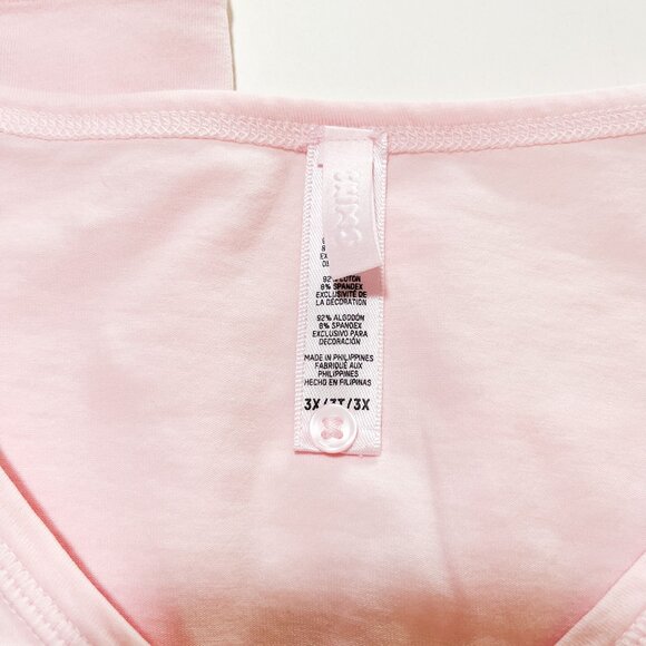 NEW VINTAGE LONG SLEEVE CROPPED HENLEY  CHERRY BLOSSOM / 3X - Picture 5 of 6